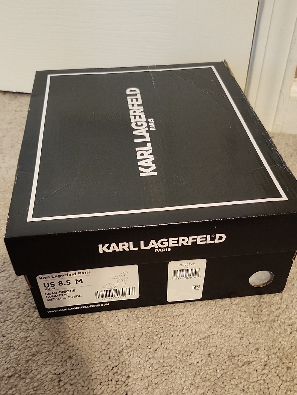Karl Lagerfeld Silver Metallic Strappy Heeled Sandals - Picture 7 of 7